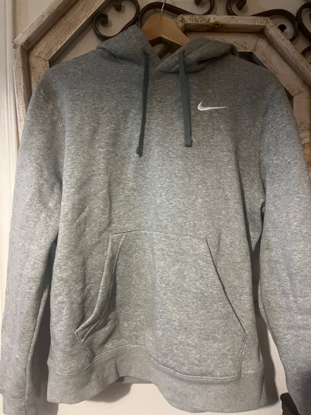 Nike Gray Pullover Hoodie with White Swoosh